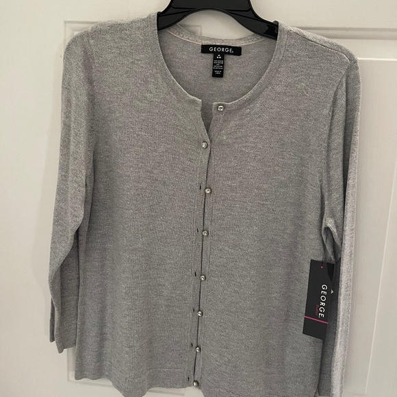 NWT Silver Metallic Cardigan Sweater size M - Picture 1 of 9